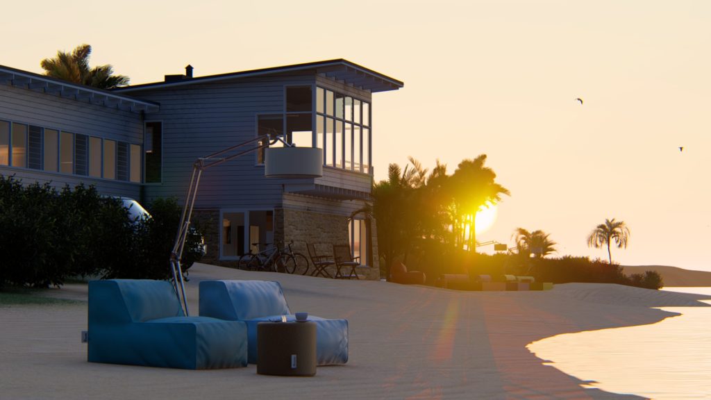 mobilier devant maison sur ocean